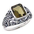 Filigree, Emerald, sterling silver rings, front view