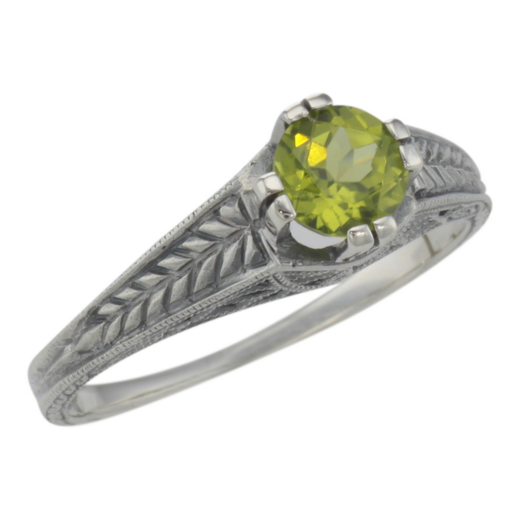 Victorian style, Peridot, sterling silver rings, front view