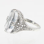 Detail view of Roman Style Clear Crystal Reverse Intaglio Filigree Ring highlighting Crystal