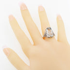 Detail view of Roman Style Clear Crystal Reverse Intaglio Filigree Ring highlighting Crystal