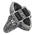 Antique style, Diamond, sterling silver rings, front view