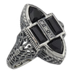 Antique style, Diamond, sterling silver rings, front view