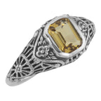 Victorian style, Citrine, sterling silver rings, front view