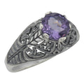 Victorian style, Amethyst, sterling silver rings, front view