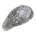 Victorian style, White Topaz, sterling silver rings, front view