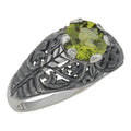 Victorian style, Peridot, sterling silver rings, front view
