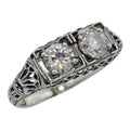 Art Deco style, CZ, sterling silver rings, front view