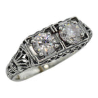 Art Deco style, CZ, sterling silver rings, front view