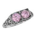 Filigree, CZ, sterling silver rings, front view