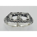Detail view of Art Deco Style Semi Mount Filigree Ring highlighting design details