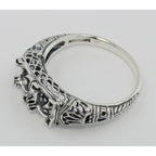Back view of Art Deco Style Semi Mount Filigree Ring showing 925 sterling silver hallmark