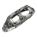 Art Deco style, sterling silver semi mount rings, front view