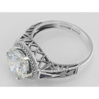 Back view of Victorian Style 6.5 ct CZ Solitaire Ring Sapphire Accents Sterling Silver showing 925 sterling silver hallmark