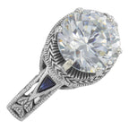 Victorian style, Sapphire, CZ, sterling silver rings, front view