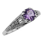 Antique style, Amethyst, sterling silver rings, front view