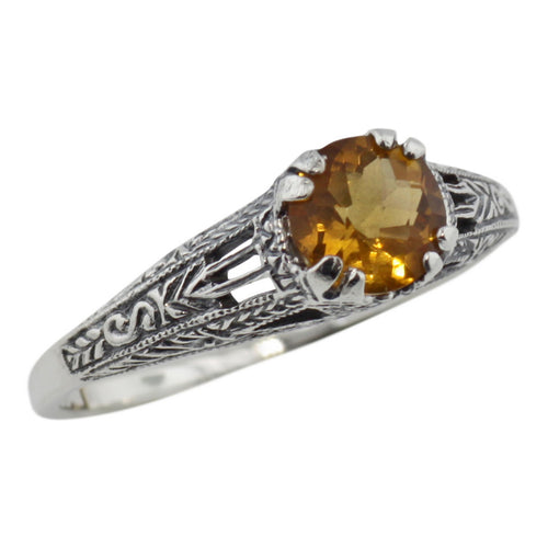 Antique style, Citrine, sterling silver rings, front view