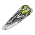 Antique style, Peridot, sterling silver rings, front view