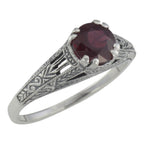 Antique style, Ruby, sterling silver rings, front view