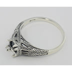 Detail view of Semi Mount 6mm Antique Style Solitaire Filigree Ring Sterling Silver highlighting design details