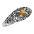 Art Deco style, Citrine, sterling silver rings, front view