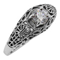 Filigree, Cubic Zirconia, sterling silver rings, front view