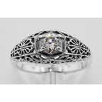 Detail view of Cubic Zirconia Filigree Ring highlighting Cubic Zirconia