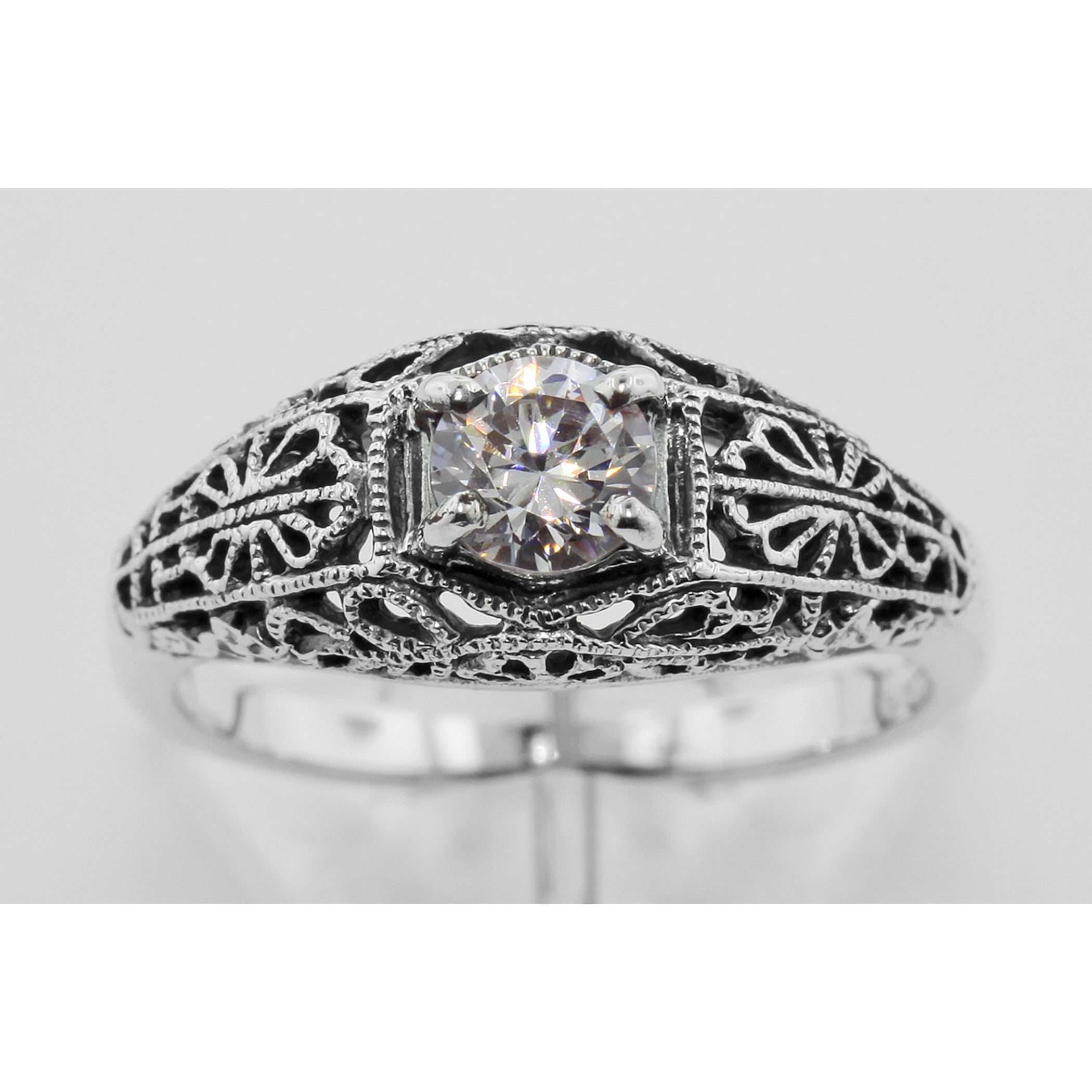 Detail view of Cubic Zirconia Filigree Ring highlighting Cubic Zirconia