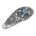 Art Deco style, Blue Topaz, London Blue Topaz, sterling silver rings, front view