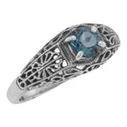Art Deco style, Blue Topaz, London Blue Topaz, sterling silver rings, front view