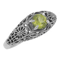 Art Deco style, Peridot, sterling silver rings, front view