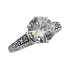 Victorian style, Cubic Zirconia, sterling silver rings, front view