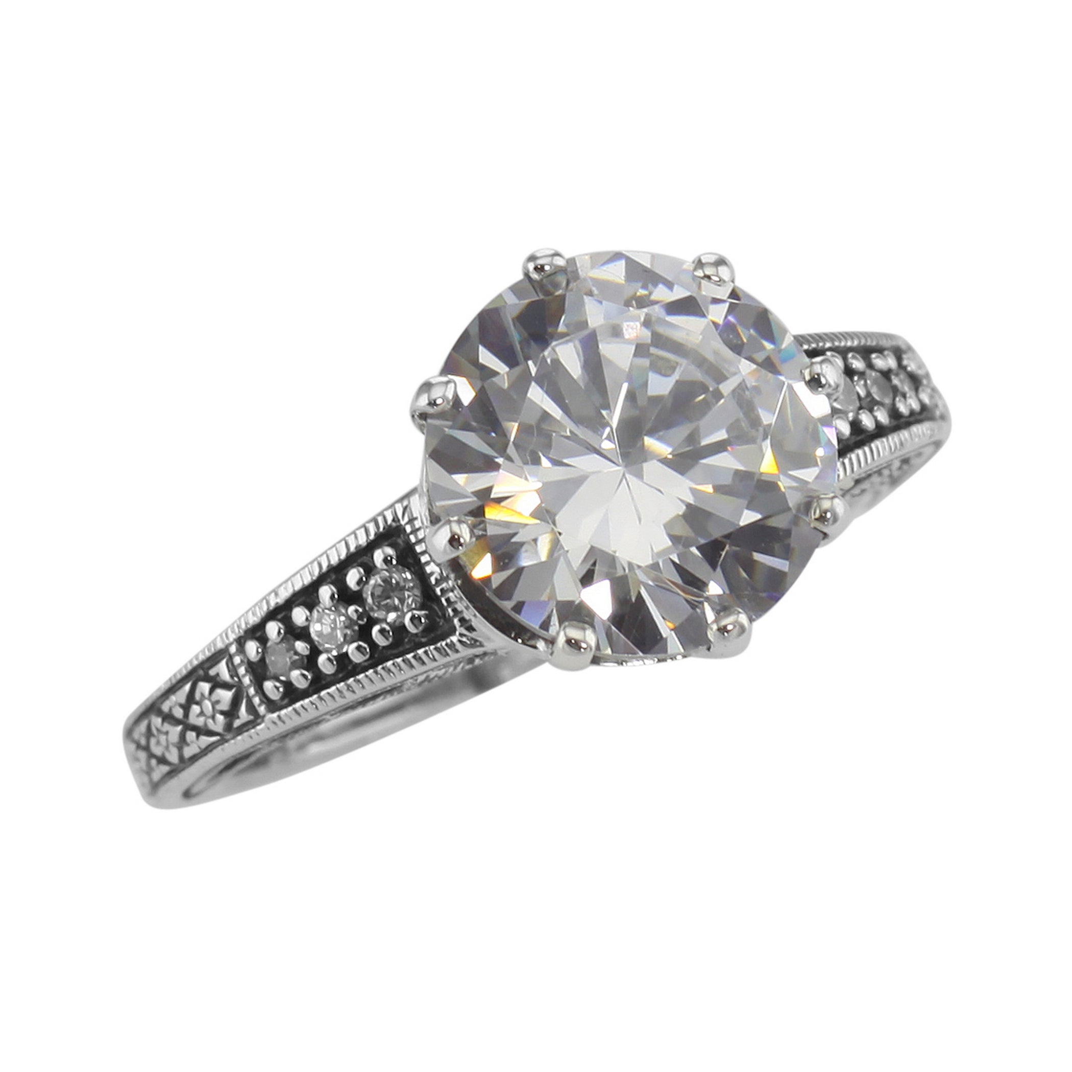 Victorian style, Cubic Zirconia, sterling silver rings, front view
