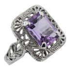 Art Deco style, Amethyst, sterling silver rings, front view