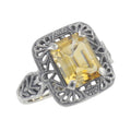 Art Deco style, Citrine, sterling silver rings, front view