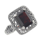 Art Deco style, Garnet, sterling silver rings, front view