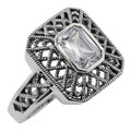 Filigree, Cubic Zirconia, sterling silver rings, front view