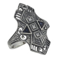 Art Deco style, Sapphire, CZ, sterling silver rings, front view