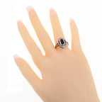 Detail view of Art Deco Style Black Onyx - Ruby and Diamond Filigree Ring Sterling Silver highlighting Ruby, Diamond