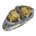 Art Deco style, Citrine, sterling silver rings, front view