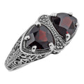 Art Deco style, Garnet, sterling silver rings, front view