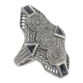 Art Deco style, Sapphire, Diamond, sterling silver rings, front view