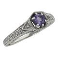 Victorian style, Amethyst, Diamond, sterling silver rings, front view