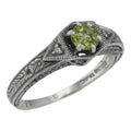 Victorian style, Diamond, Peridot, sterling silver rings, front view