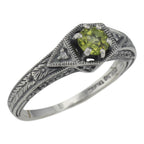 Victorian style, Diamond, Peridot, sterling silver rings, front view