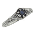 Art Deco style, Sapphire, Diamond, sterling silver rings, front view