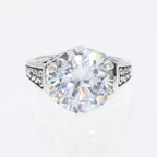 Back view of Classic Victorian Style Cubic Zirconia Filigree Ring showing 925 sterling silver hallmark
