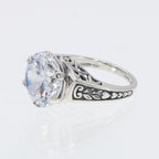 Detail view of Classic Victorian Style Cubic Zirconia Filigree Ring highlighting Cubic Zirconia