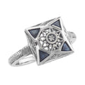 Art Deco style, Sapphire, Diamond, sterling silver rings, front view
