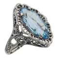 Art Deco style, Blue Topaz, sterling silver rings, front view