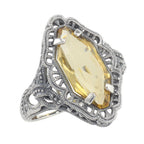 Art Deco style, Citrine, sterling silver rings, front view